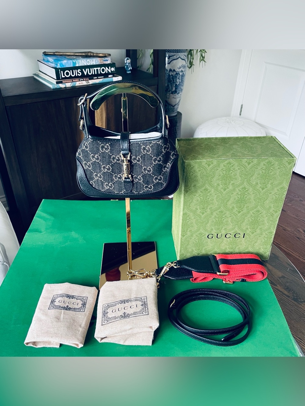 Gucci Jackie 1961 Mini GG Denim Jacquard Bag - Excellent Condition